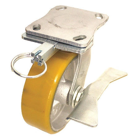 Plate Caster, Swivel, Polyurethane, 9 1/2