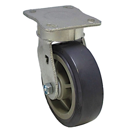 Plate Caster, Swivel, Polyurethane, 5 5/8