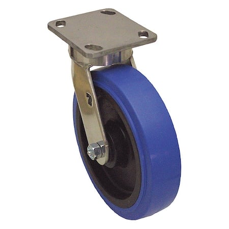 Plate Caster, Swivel, Polyurethane, 7 1/2