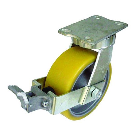 Plate Caster, Swivel, Polyurethane, 7 1/2