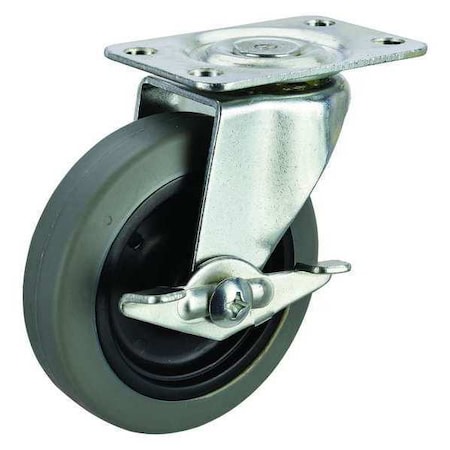 Swivel Plate Caster, Therm Rubber, 3 in, 100 lb, D MPN:P5S-RP030G-P-SB-001
