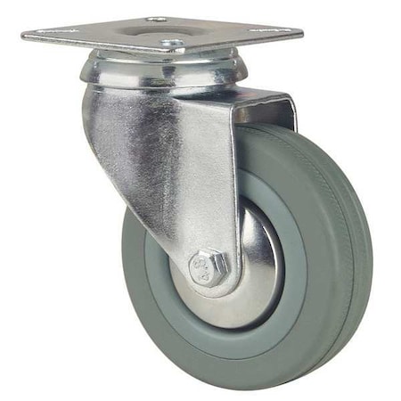 Plate Caster, Swivel, Rubber, 4 in, 176 lb, D MPN:TSED 100 RN0D