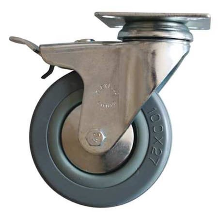 Plate Caster, Swivel, Rubber, 4 in., 176 lb. MPN:TSED 100 RN0D B