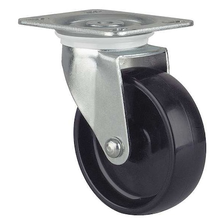 Plate Caster, Swivel, Nylon, 4 in., 330 lb, A MPN:TSSV 100 BN0S