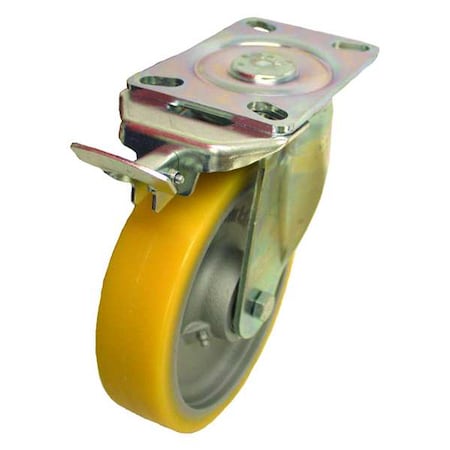 Plate Caster, Swivel, Polyurethane, 9 5/8