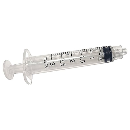 Dispensing Syringe, 3 mL, Manual, Luer Lock, High Density Polypropylene, Translucent, PK10 MPN:5FVD8