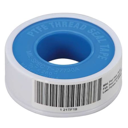 Thread Sealant Tape, 1/2 in W x 21 ft L, 8.5 mil Thick, White MPN:21TF19