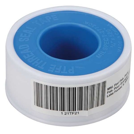 Thread Sealant Tape, 3/4 in W x 43 ft L, 13.5.mil Thick, White MPN:21TF21