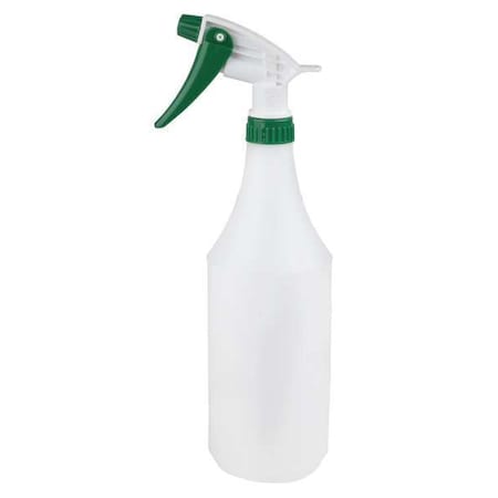 32 oz Trigger Spray Bottle, Mist/Stream, 1 fl oz Graduation Markings, HDPE, White/Green, 3 PK MPN:130296