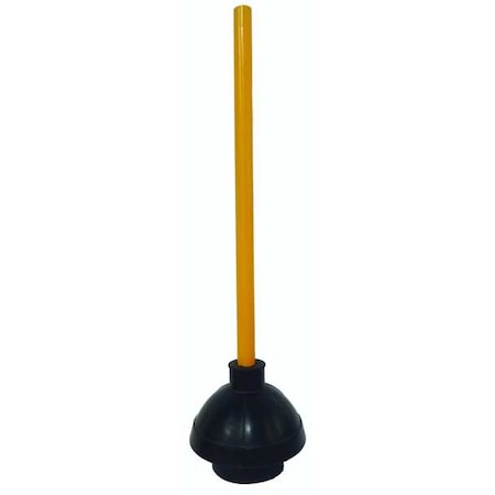 Forced Cup Toilet Plunger, Durable Rubber, 6 in Cup Dia, 21 in Wood Handle MPN:1RLV8