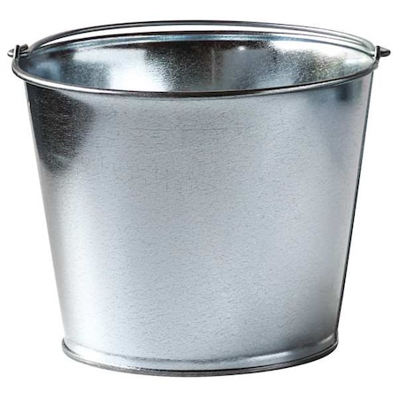 1 1/4 gal Round Bucket, 7 in H, 9 in Dia, Silver, Galvanized Steel MPN:2MPE4