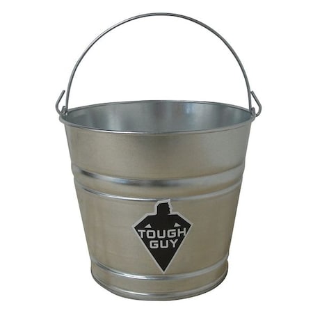 2 gal Round Bucket, 9 in H, 10 in Dia, Silver, Galvanized Steel MPN:2MPE5