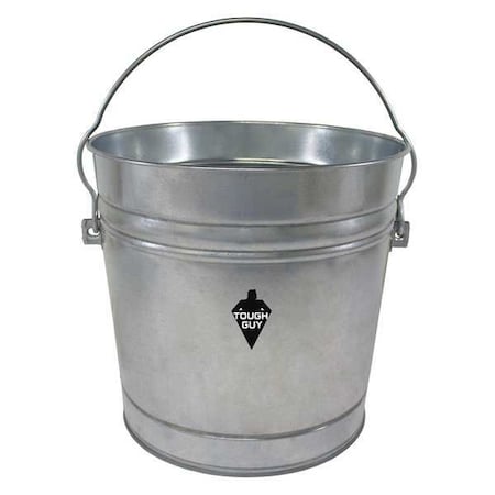 6 gal Round Trash Can, Silver, Galvanized steel MPN:2PYW4