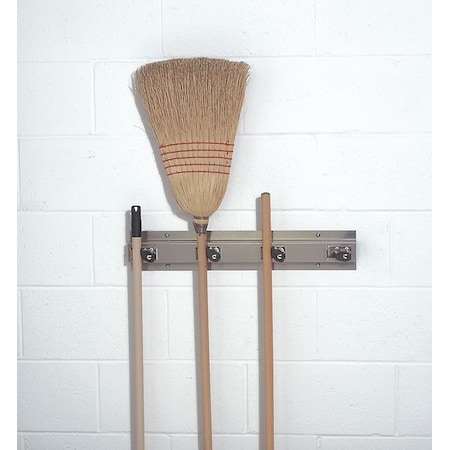 Mop/Broom Holder, Slvr, SS, Holds 4 Units MPN:333-4 SS