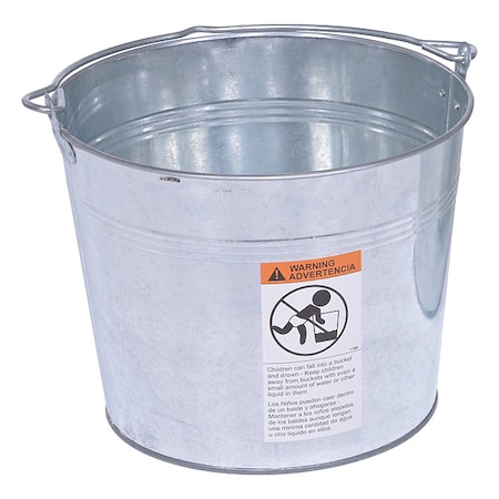 3.3 gal Round Tapered Bucket, Silver, Steel MPN:BKT-GAL-325