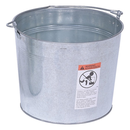 5 gal Round Tapered Bucket, Silver, Steel MPN:BKT-GAL-500