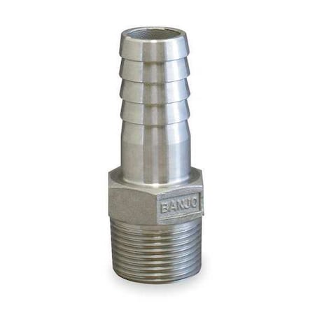 Barbed Hose Fitting, 3/4 in Hose ID, Hose Barb x NPT, Male x Male, Hex 316 Stainless Steel MPN:HB075SS