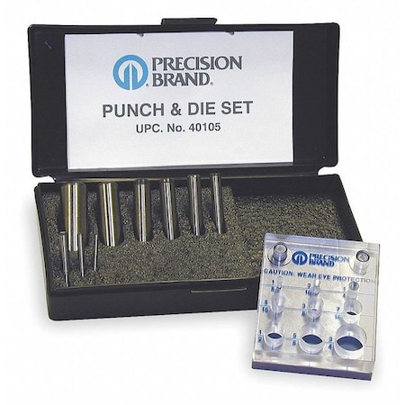 Punch and Die Set, 9pc, Tool Steel MPN:40105