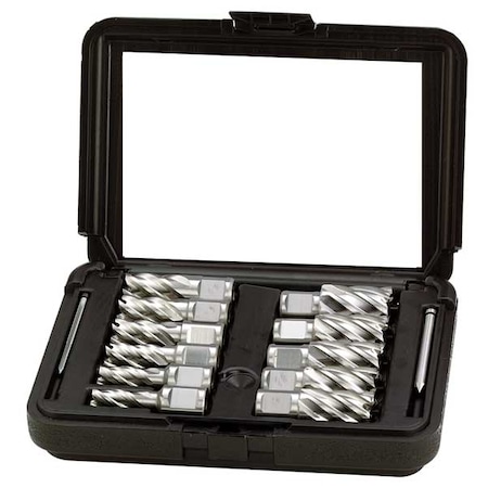 Annular Cutter Set, M2 HSS, 1 In D, 11 Pc MPN:4THF6