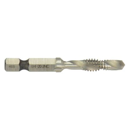 Drill, Tap, Countersink, 2-1/4in, 1/4