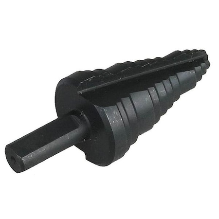 Step Drill Bit, 10 Hole Sizes, 1/4 in to 1-3/8 in, 1/16 in Step Increments, Black Oxide MPN:6EXN5