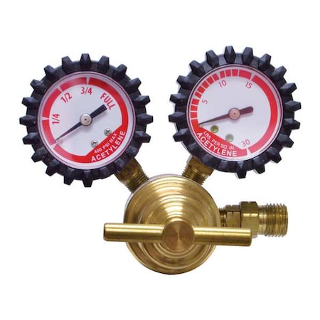 Light/Medium Duty Acetylene Regulator B-Conn/CGA300, Acetylene, Single Stage, 9/16