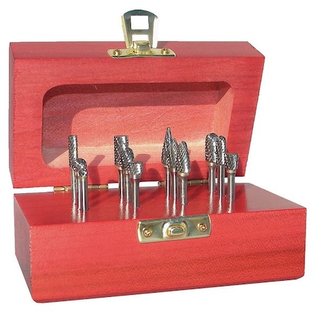 Carbide Bur Set, Single Cut, 1/4 in, 12 pc MPN:310-110011