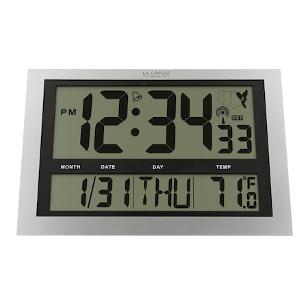 Atomic Dgtl Wall Clock, Jumbo LCD Display MPN:513-1211