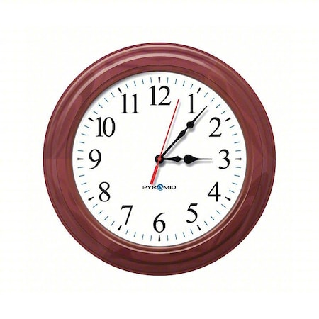 Analog Clock, Round Wood Frame, 16-1/2