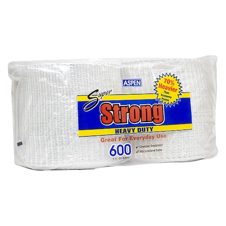 Disposable Paper Plate, 9 in, White, PK600 MPN:13677