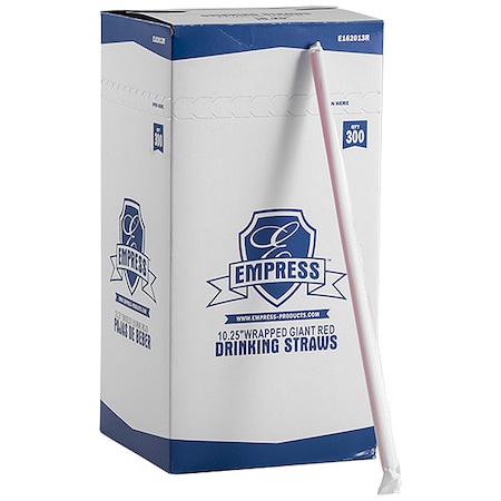 Red, Giant Straws, Paper Wrapped, 10.25