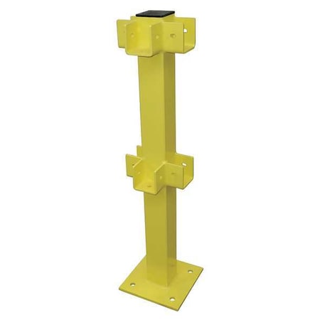 Three Way Post, 45 In., Yellow, Steel MPN:22DN14