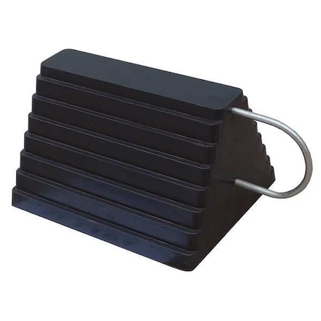 Wheel Chock, Molded Rbr w/Stl Grab, Black MPN:22XW72