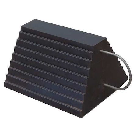 Wheel Chock, Molded Rbr w/Stl Grab, Black MPN:22XW74