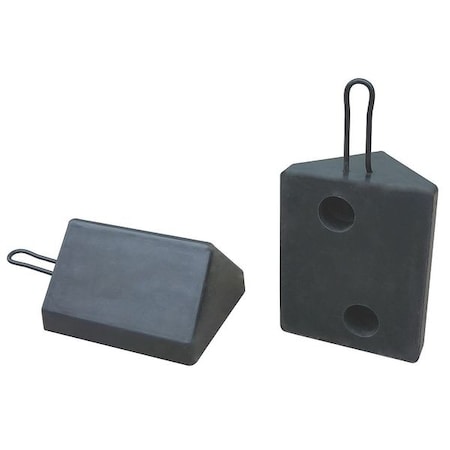 Wheel Chock, Molded Rbr w/Stl Grab, Black MPN:22XW77