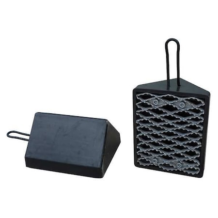 Wheel Chock, Molded Rbr w/Stl Grab, Black MPN:22XW79