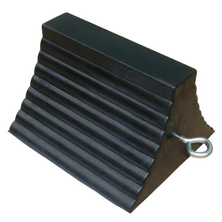 Wheel Chock, Molded Rbr w/Stl Grab, Black MPN:22XW81