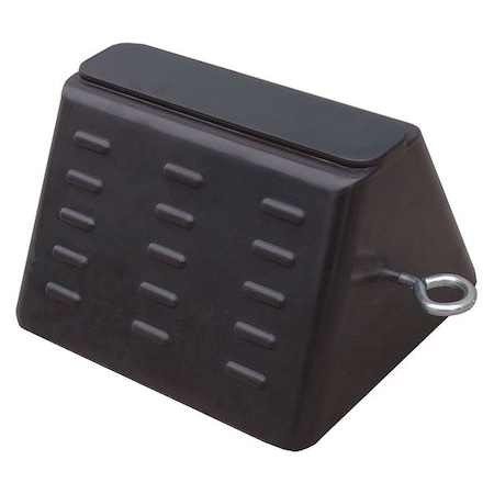 Wheel Chock, Molded Rbr w/Stl Grab, Black MPN:22XW82