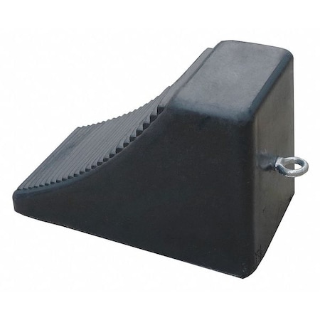 Wheel Chock, Molded Rbr w/Stl Grab, Black MPN:22XW84