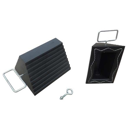 Wheel Chock, Molded Rbr w/Stl Grab, Black MPN:22XW88
