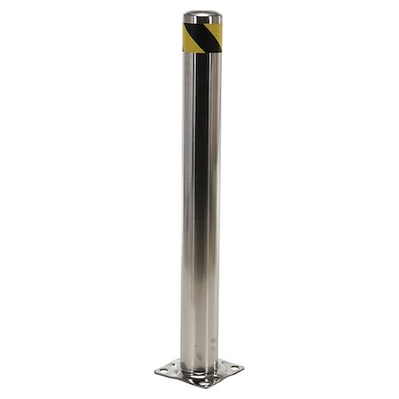 Bollard, 42 in H, Silver, Stainless Steel MPN:BOL-SS-42-4.5