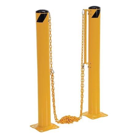 Dock Chain Barrier Bollard, 42 in H, Yellw MPN:DCBB-42-4.5