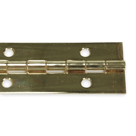 Piano Hinge, Brass, Full Surface Mounting, 3/4 in Leaf W x 72 in Leaf H, Bright Brass MPN:1CBP4