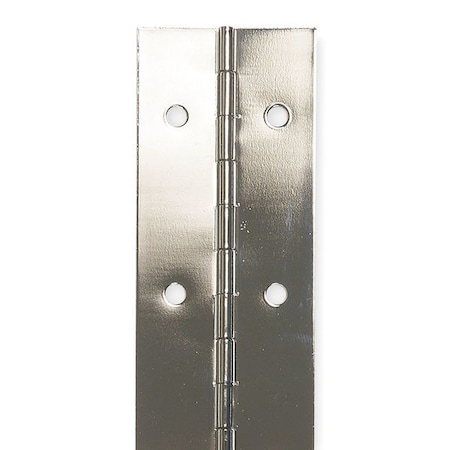 Piano Hinge, Steel, Full Surface Mounting, 1 1/2 in Leaf W x 48 in Leaf H, Bright Nickel MPN:1CCL3