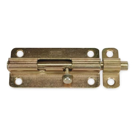 Barrel Slide Bolt, Yellow Zinc, 4 In. L MPN:1VZY1