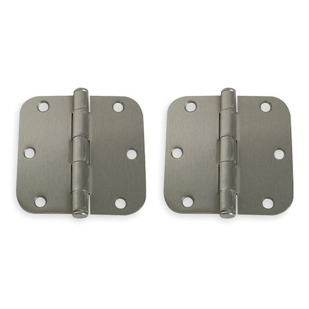 Door and Butt Hinge, Steel, Full Mortise Mounting, 1 1/2 in Leaf W x 3 1/2 in Leaf H, Satin Nickel MPN:1WAN2