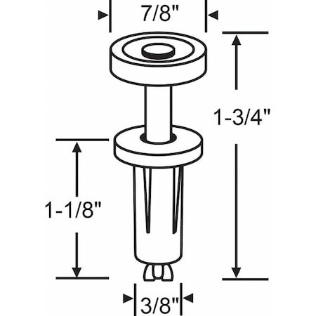 Plunger Pin, 7/8 in W, 1 3/4 in L, White MPN:2-104