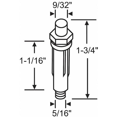 Plunger Pin, 9/16 in W, 1 3/4 in L MPN:2-106