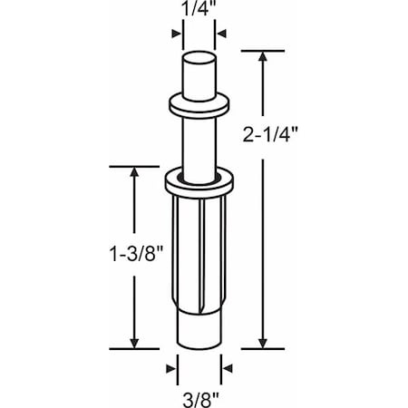 Plunger Pin, 3/8 in W, 2 1/4 in L, White MPN:2-110