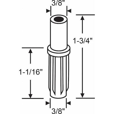 Plunger Pin, 3/8 in W, 1 3/4 in L, White MPN:2-62